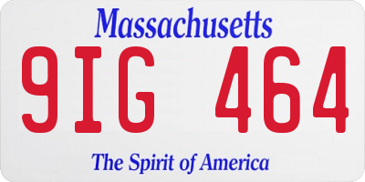 MA license plate 9IG464