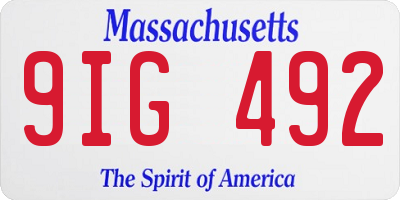 MA license plate 9IG492