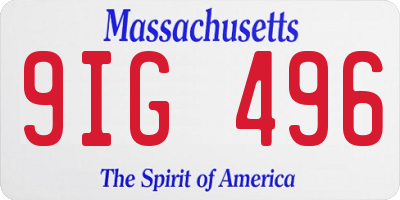 MA license plate 9IG496