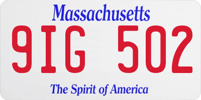 MA license plate 9IG502