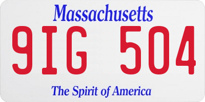 MA license plate 9IG504