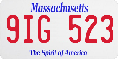 MA license plate 9IG523