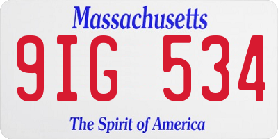 MA license plate 9IG534