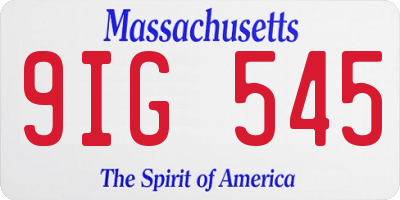 MA license plate 9IG545