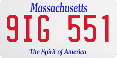 MA license plate 9IG551