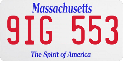 MA license plate 9IG553