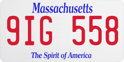 MA license plate 9IG558