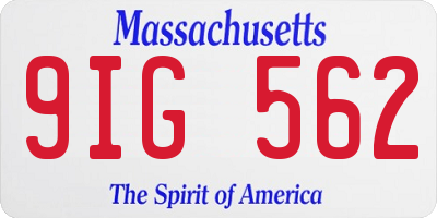 MA license plate 9IG562