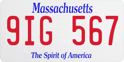 MA license plate 9IG567