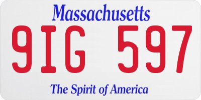 MA license plate 9IG597