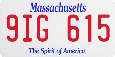 MA license plate 9IG615