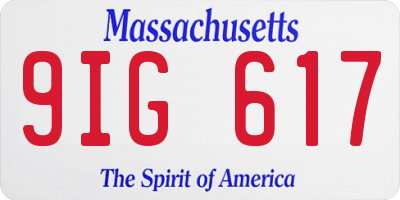 MA license plate 9IG617
