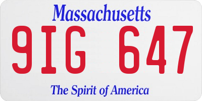 MA license plate 9IG647