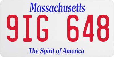 MA license plate 9IG648