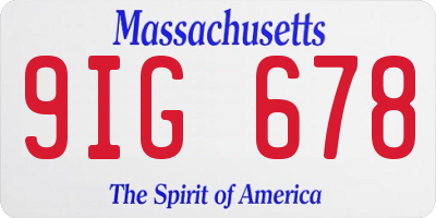 MA license plate 9IG678