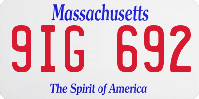 MA license plate 9IG692
