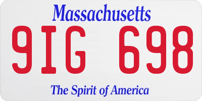 MA license plate 9IG698