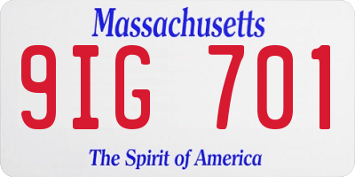 MA license plate 9IG701