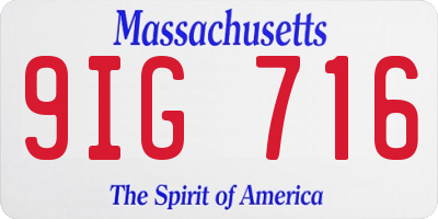 MA license plate 9IG716