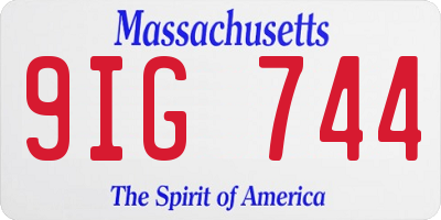 MA license plate 9IG744