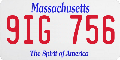 MA license plate 9IG756