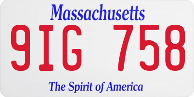MA license plate 9IG758