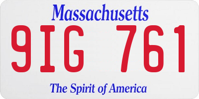 MA license plate 9IG761
