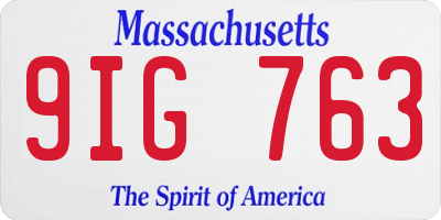 MA license plate 9IG763