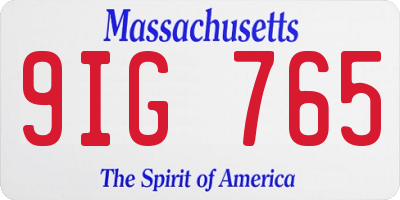 MA license plate 9IG765