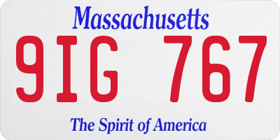 MA license plate 9IG767