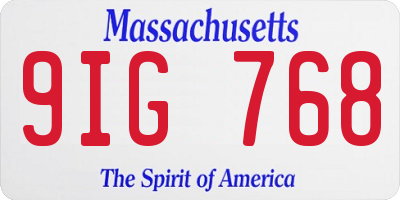 MA license plate 9IG768