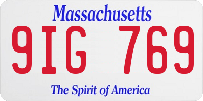 MA license plate 9IG769