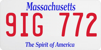 MA license plate 9IG772
