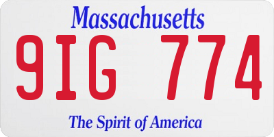 MA license plate 9IG774