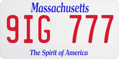 MA license plate 9IG777