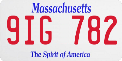 MA license plate 9IG782