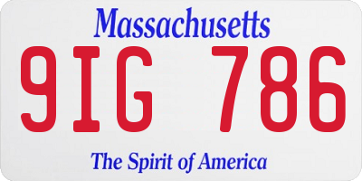 MA license plate 9IG786