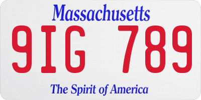 MA license plate 9IG789
