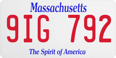 MA license plate 9IG792