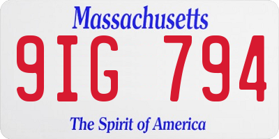 MA license plate 9IG794