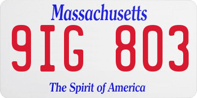 MA license plate 9IG803
