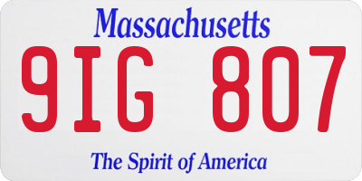 MA license plate 9IG807