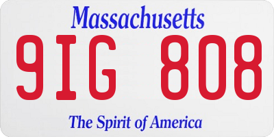 MA license plate 9IG808