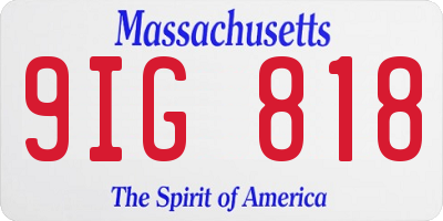 MA license plate 9IG818
