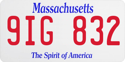 MA license plate 9IG832