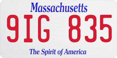 MA license plate 9IG835