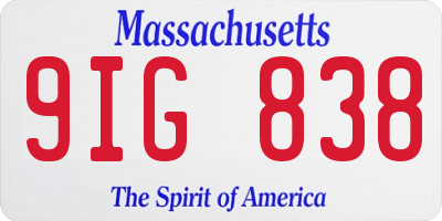 MA license plate 9IG838