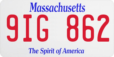 MA license plate 9IG862