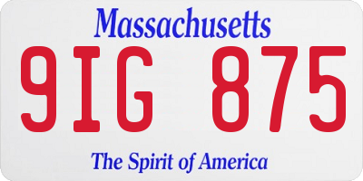 MA license plate 9IG875