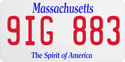 MA license plate 9IG883